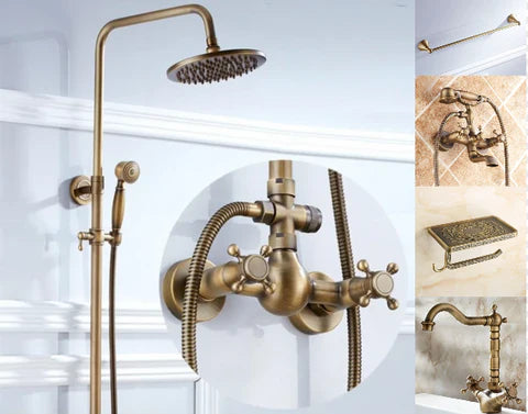 Vintage Half Brass Bathroom Set