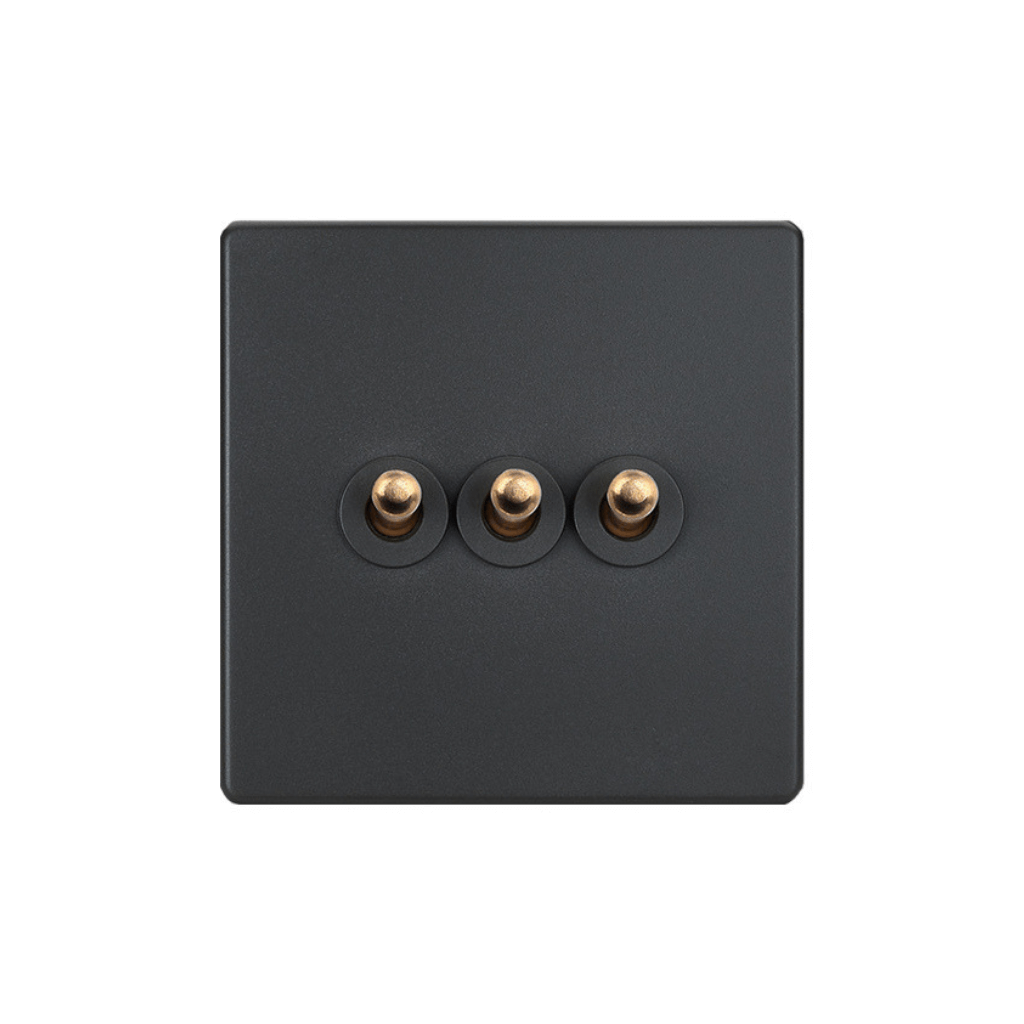 elegant grey brass toggle light switch 3 gang