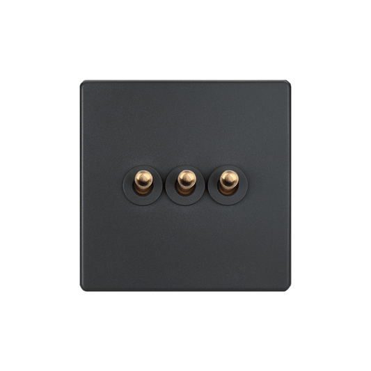 elegant grey brass toggle light switch 3 gang