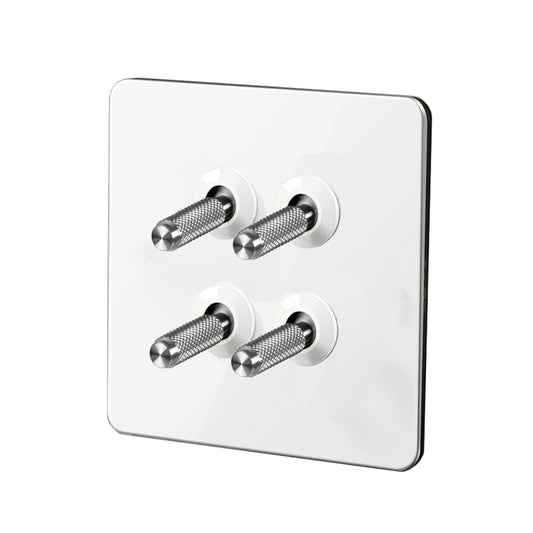 Elegant - White with Silver Toggle - 4 levers