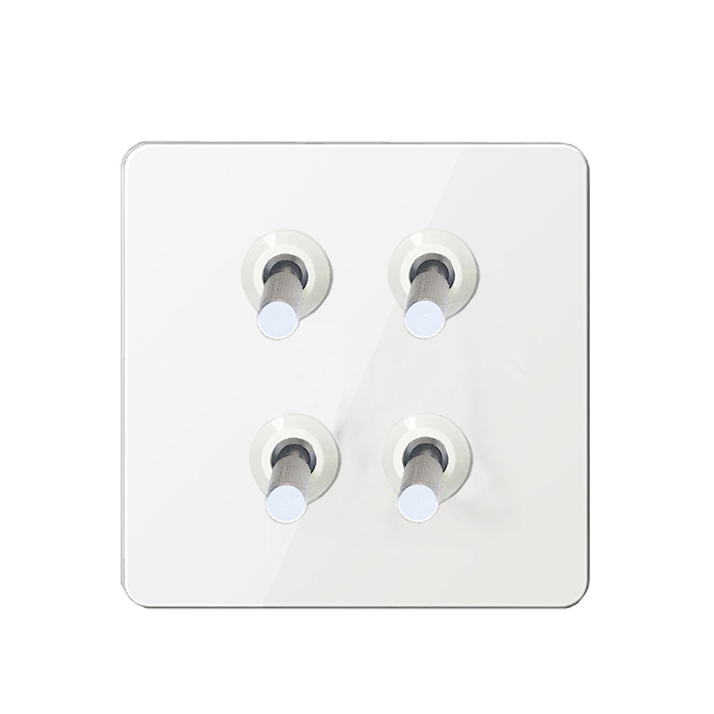 Elegant White & Silver Toggle Light Switch - 4 levers