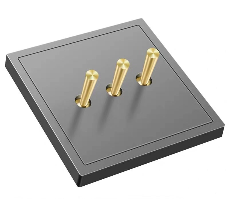 Luna Grey with Brass Toggle 3 lever