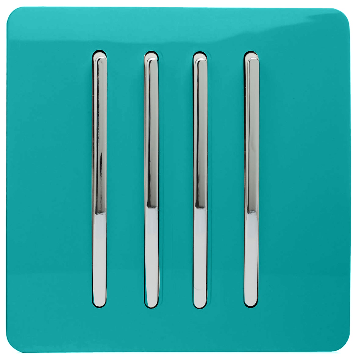 Trendi Bright Teal - 4 Lever - 2 Way - Artistic Modern 10 Amp Rocker Light Switch