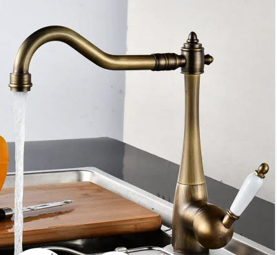 Antique Single Ceramic Lever Brass Basin Mixer