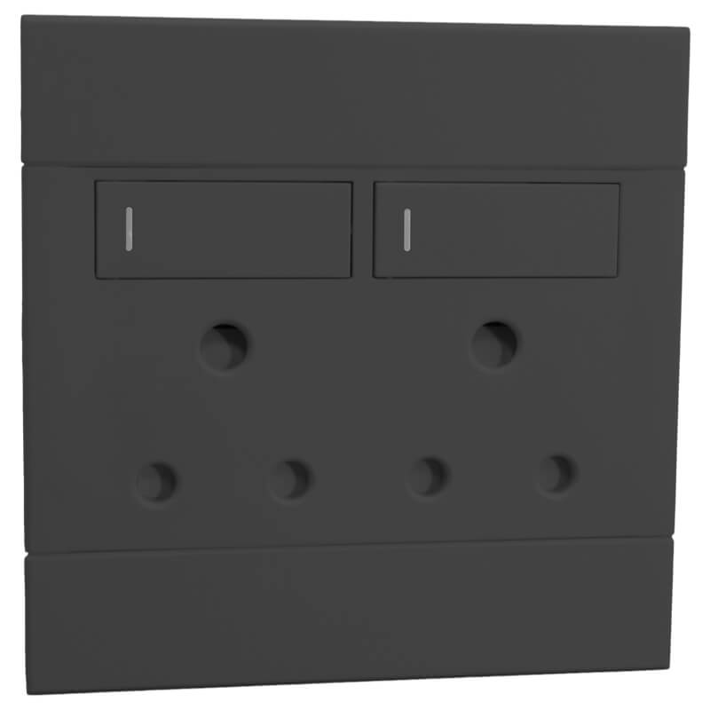 Double RSA Socket - Charcoal