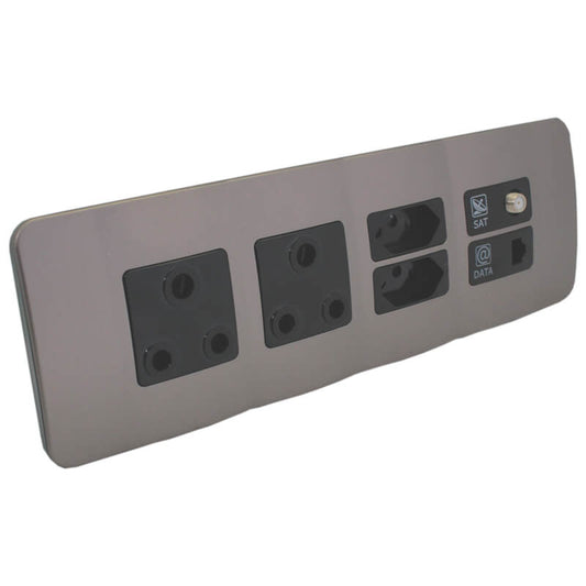 Double RSA Sockets, Single RSA V-Slim, Single Satellite Outlet and Single CAT. 6 Data - Bronze