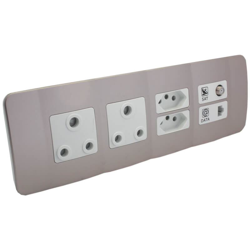 Omni Cluster - Double RSA Sockets - Single V-Slim - Single Satellite Outlet - CAT. 6 Data