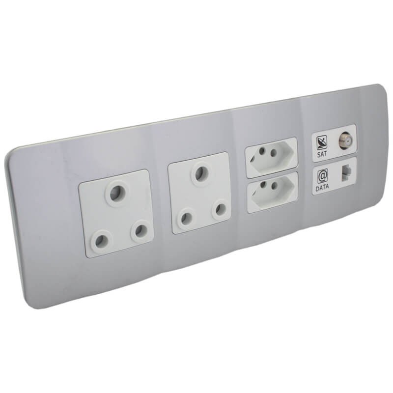 Omni Cluster - Double RSA Sockets - Single V-Slim - Single Satellite Outlet - CAT. 6 Data