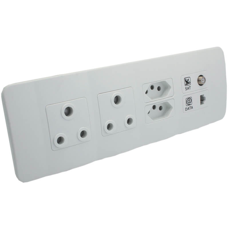 Omni Cluster - Double RSA Sockets - Single V-Slim - Single Satellite Outlet - CAT. 6 Data