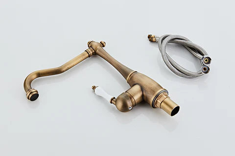 Antique Single Ceramic Lever Brass Basin Mixer