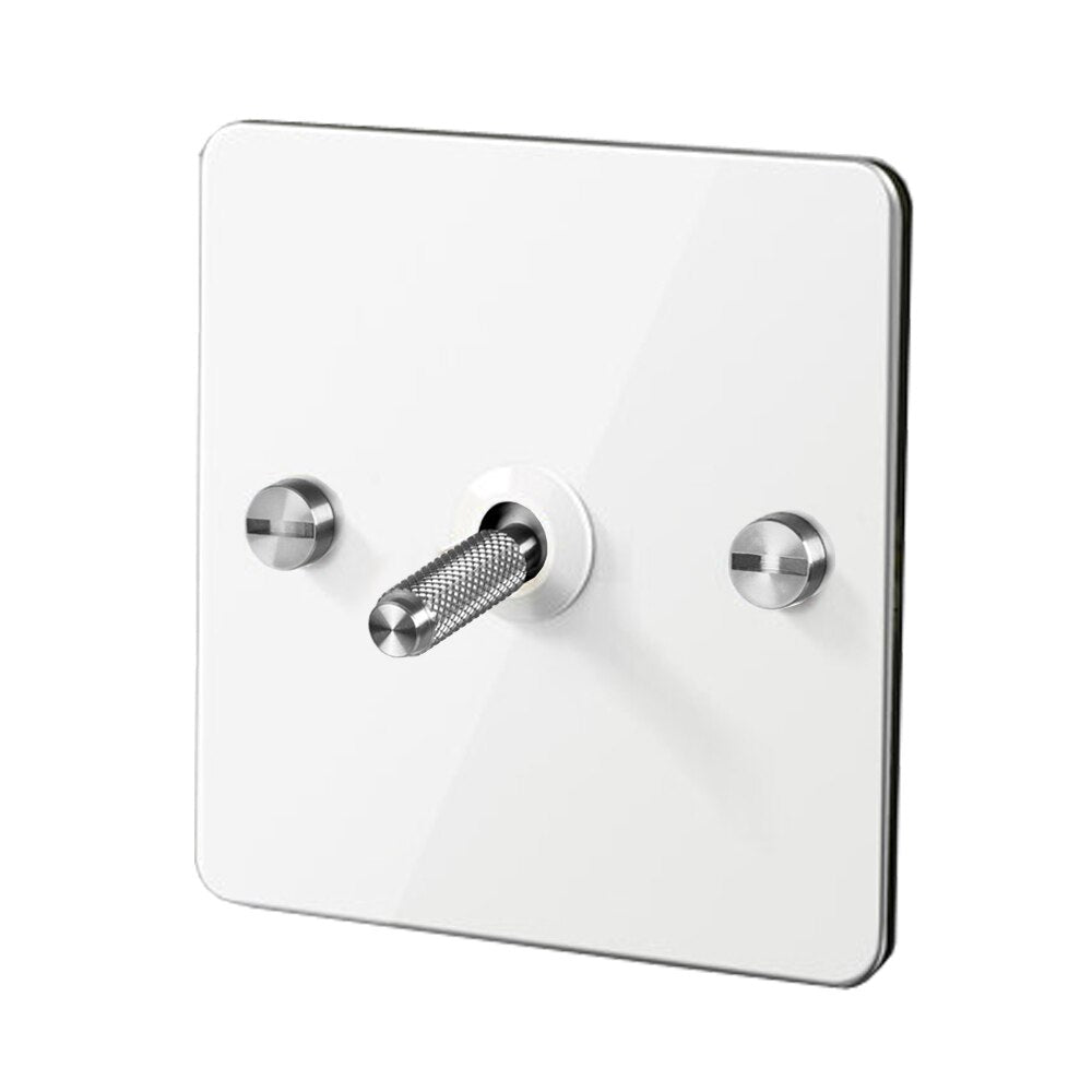 Detailed - White with Silver Toggle - 1 lever