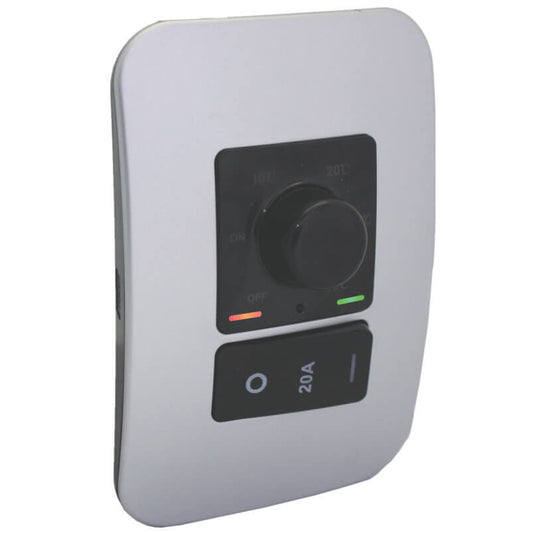 Rotary Thermostat with Isolator Switch - Silver