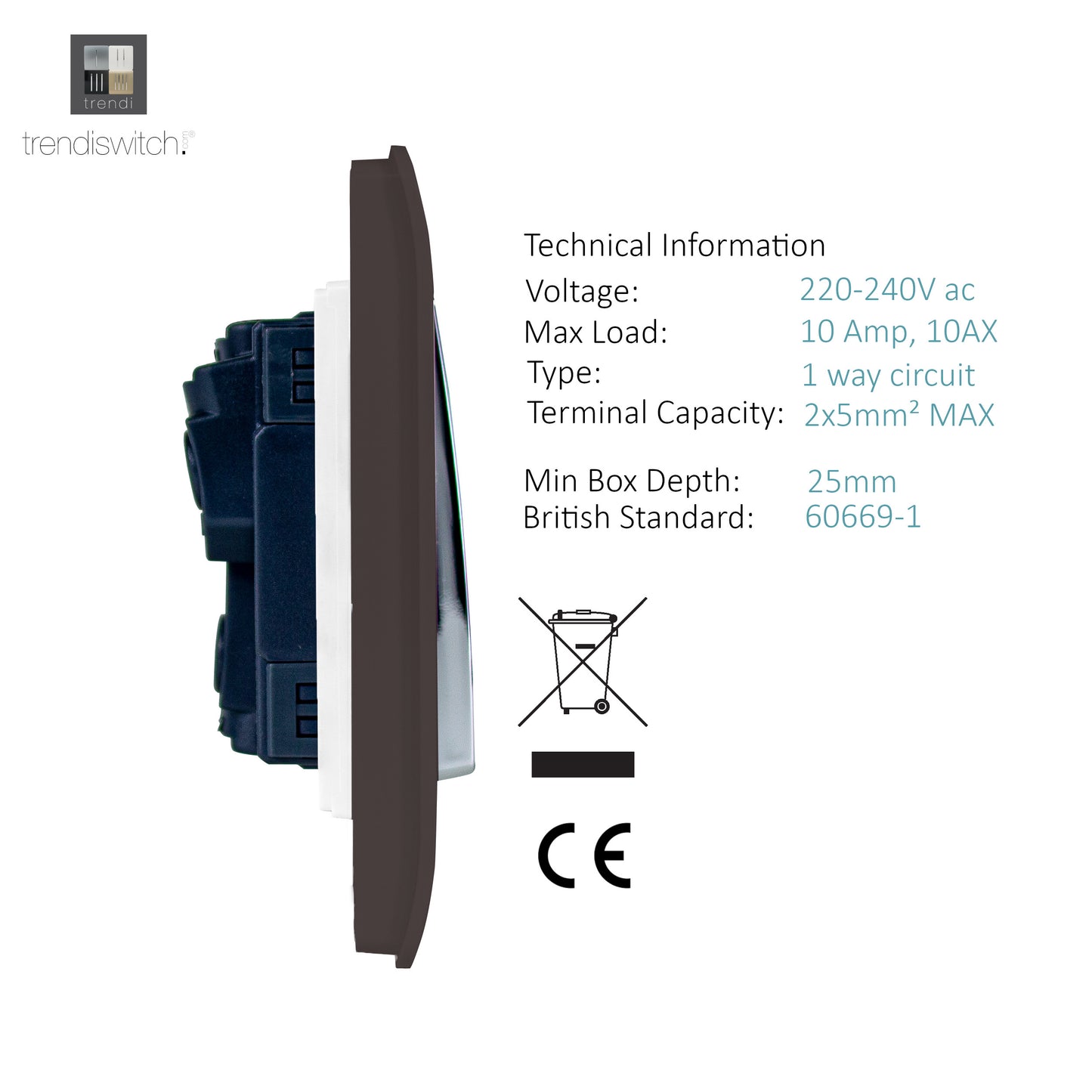 Trendi Dark Brown - 4 Lever - 2 Way - Artistic Modern 10 Amp Rocker Light Switch