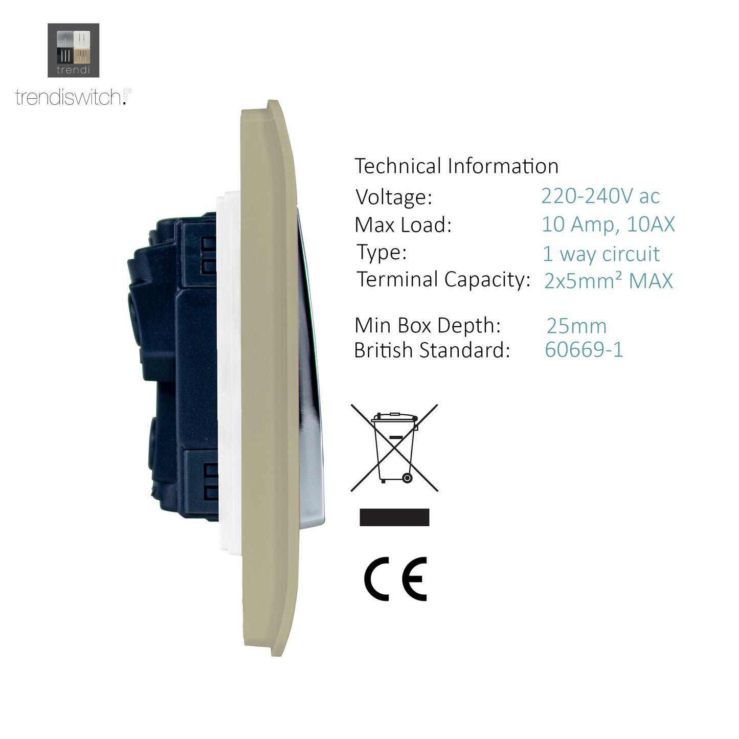Trendi Gold - 3 Lever - 2 Way - Artistic Modern 10 Amp Rocker Light Switch