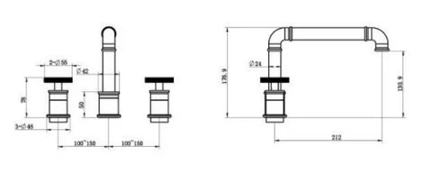 Black Steampunk Three Hole Mixer #20118