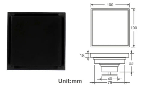 Matt Black Shower Trap #20138