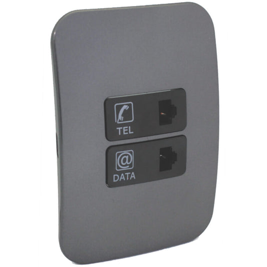 Telephone and Data Socket Complete - Gun Metal