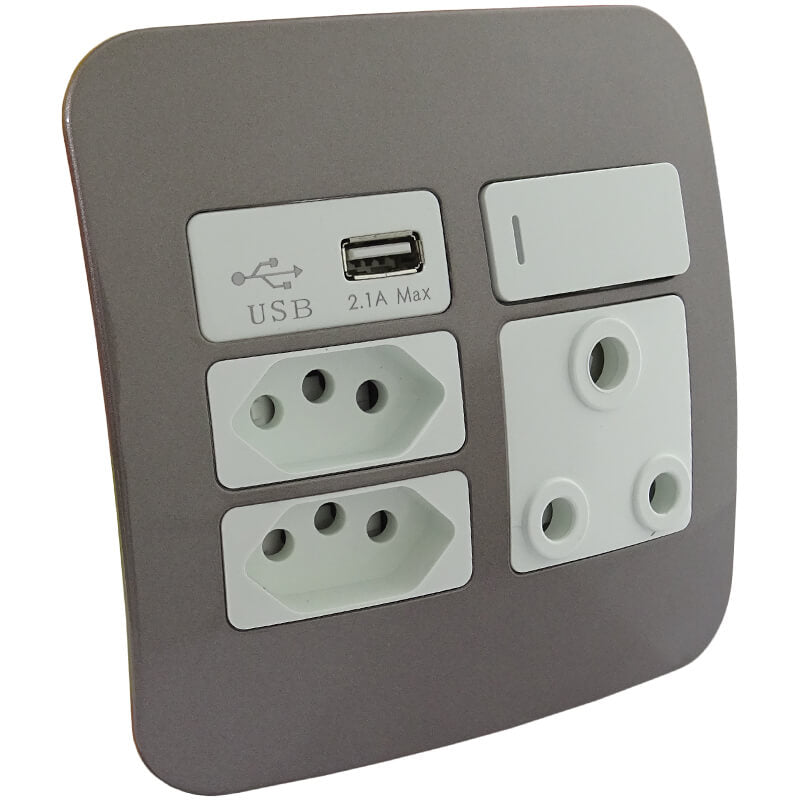 USB Wall Socket - White/Silver/ Cream/Champagne/Bronze