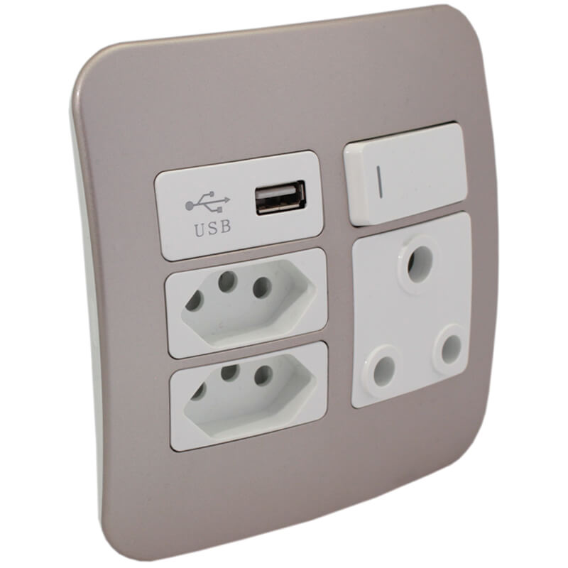 USB Wall Socket - White/Silver/ Cream/Champagne/Bronze