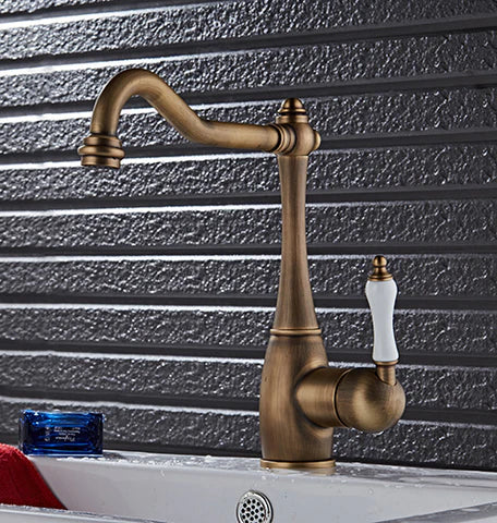 Antique Single Ceramic Lever Brass Basin Mixer