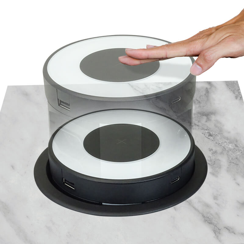 Wireless Charging Pop Up Power Tower - Black