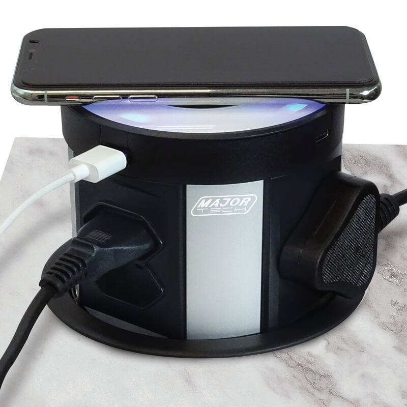 Wireless Charging Pop Up Power Tower - Black