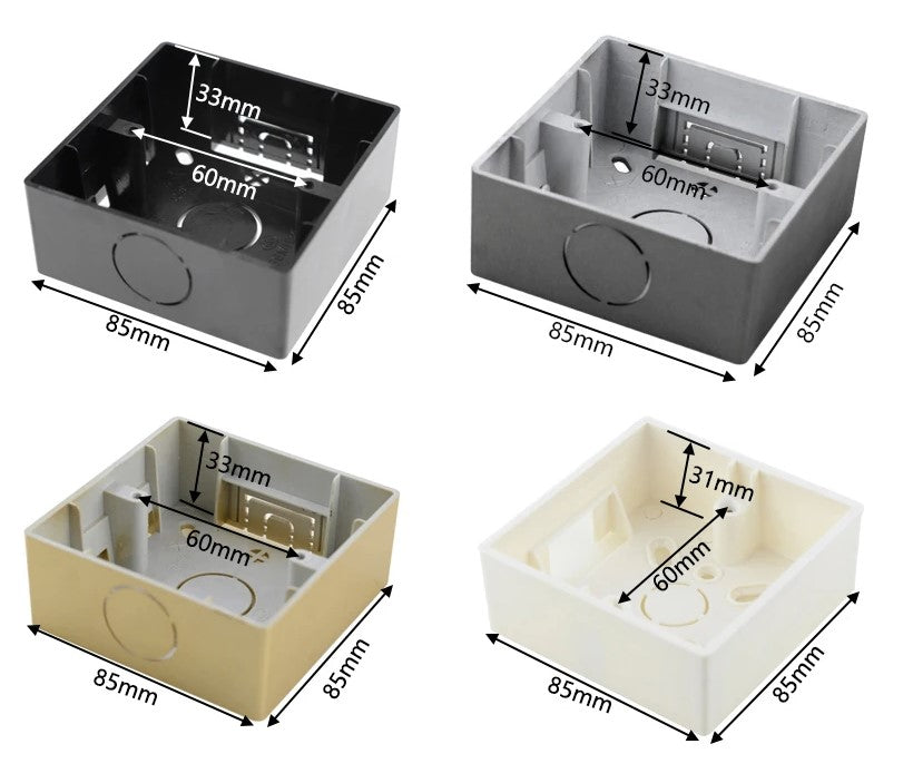 BLACK SURFACE MOUNT - WALL BOX - (86 x 86 mm)