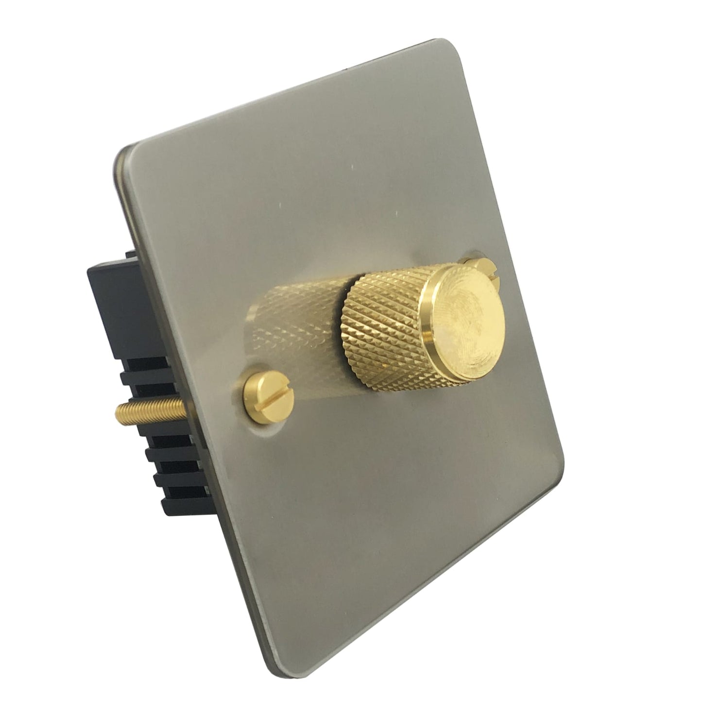 Detailed Silver & Brass Toggle Light Dimmer, 1 Gang