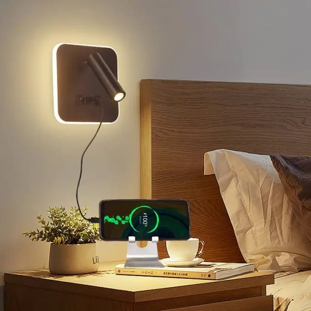 Wall Light - Bedside LED Lights with USB - Black