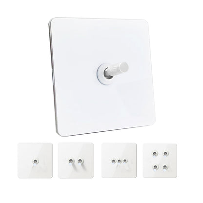 Elegant White & Silver Toggle Light Switch - 4 levers