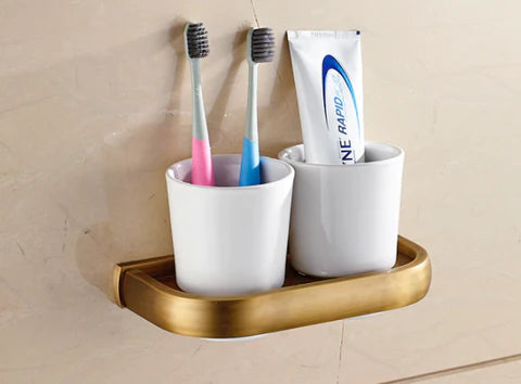 Brass Modern Double Toothbrush Holder #201937