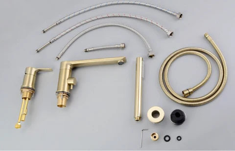 Brushed Gold Modern Bath Mixer with Hand Shower #201868