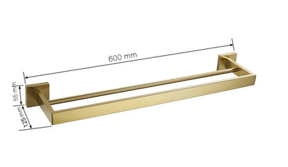 Brushed Gold Angular Bar Double Towel Rail #201863