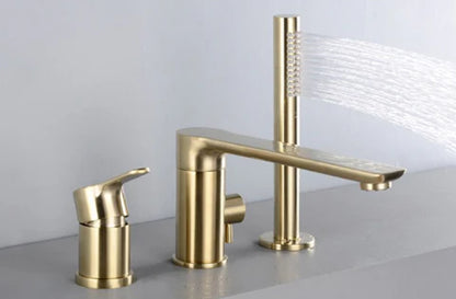 Brushed Gold Modern Bath Mixer with Hand Shower #201868