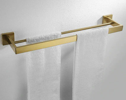 Brushed Gold Angular Bar Double Towel Rail #201863