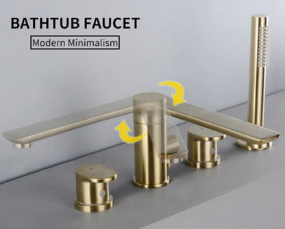 Brushed Gold Modern Bath Mixer with Hand Shower #201868