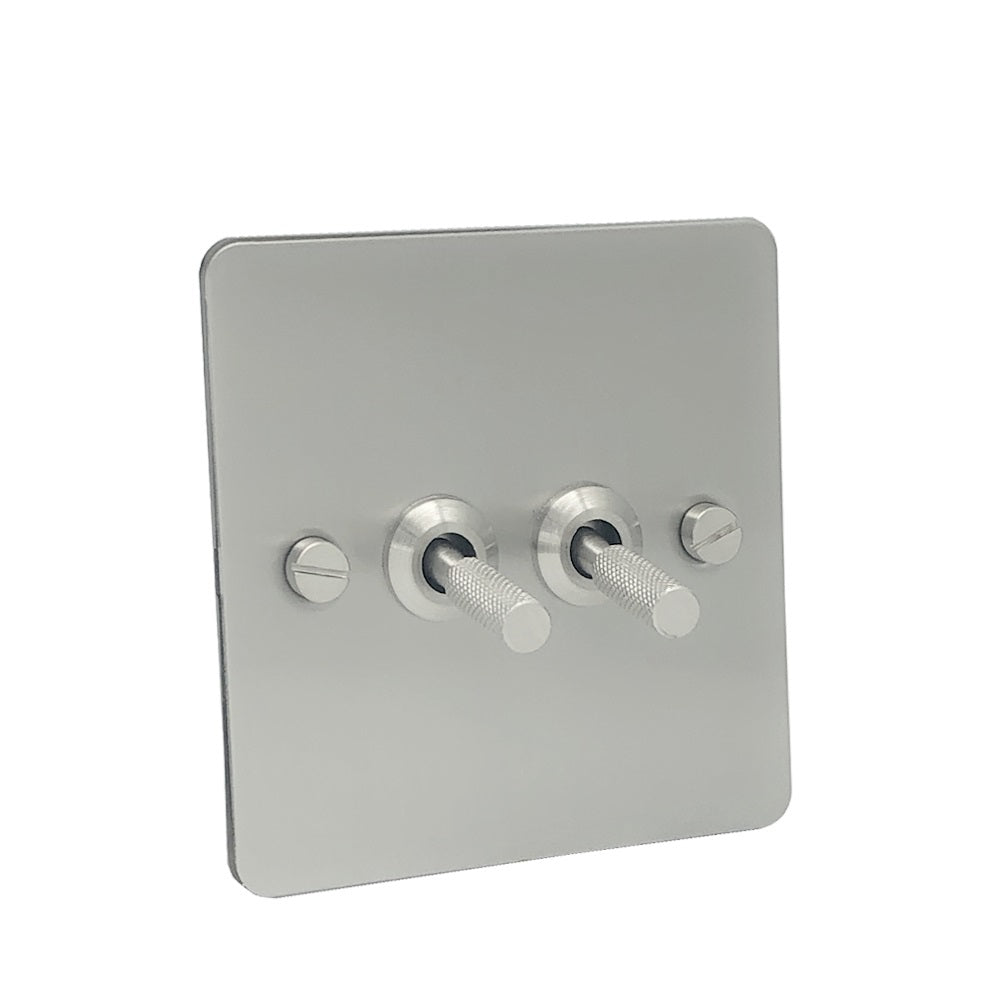 Detailed Silver Toggle Light Switch - 2 levers