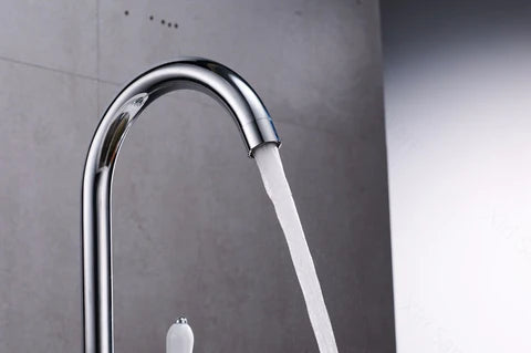Chrome Kitchen Mixer with Ceramic White Handles #201732