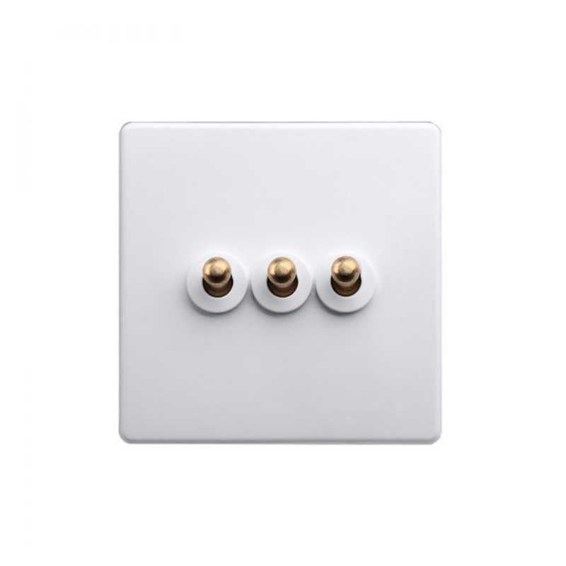 white toggle light switch, 3 gang