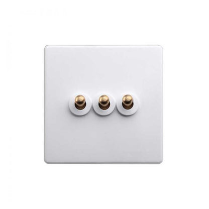 white toggle light switch, 3 gang