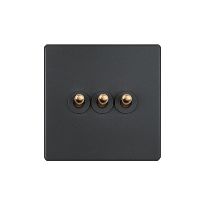 elegant grey brass toggle light switch 3 gang