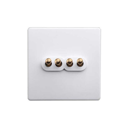 white toggle light switch, 4 gang