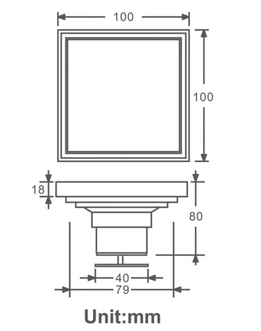 Square Modern Brushed Gold Shower Trap #20214