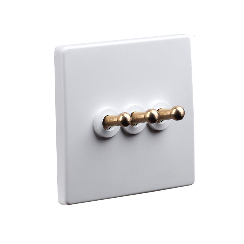 Classic White with Brass Toggle - 3 Lever