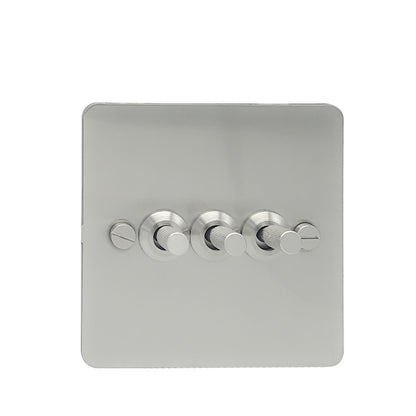 Detailed Silver Toggle Light Switch - 3 levers