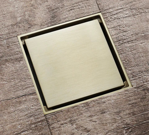 Square Modern Brushed Gold Shower Trap #20214