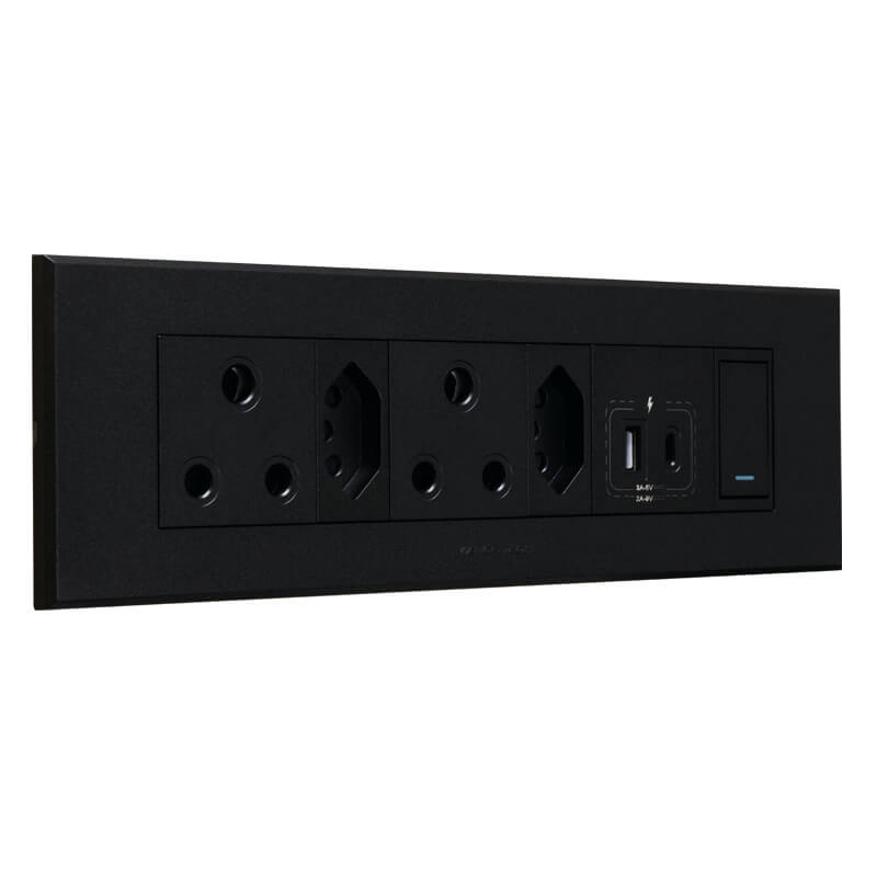 VETI 3 - Double RSA Sockets, Double RSA V-Slim, Combined USB A&C Socket Module