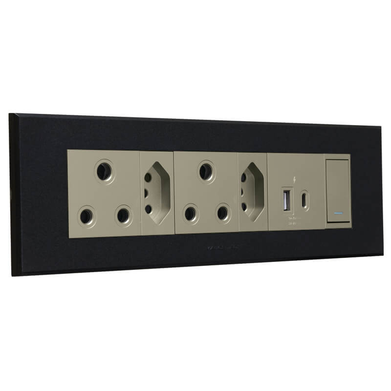 VETI 3 - Double RSA Sockets, Double RSA V-Slim, Combined USB A&C Socket Module