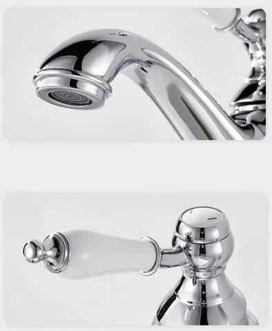 Chrome Single Handle Basin Mixer with Ceramic Handle #202510