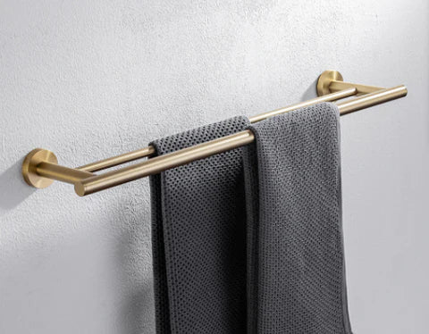 Brushed Gold Minimal Double Towel Rail #201866